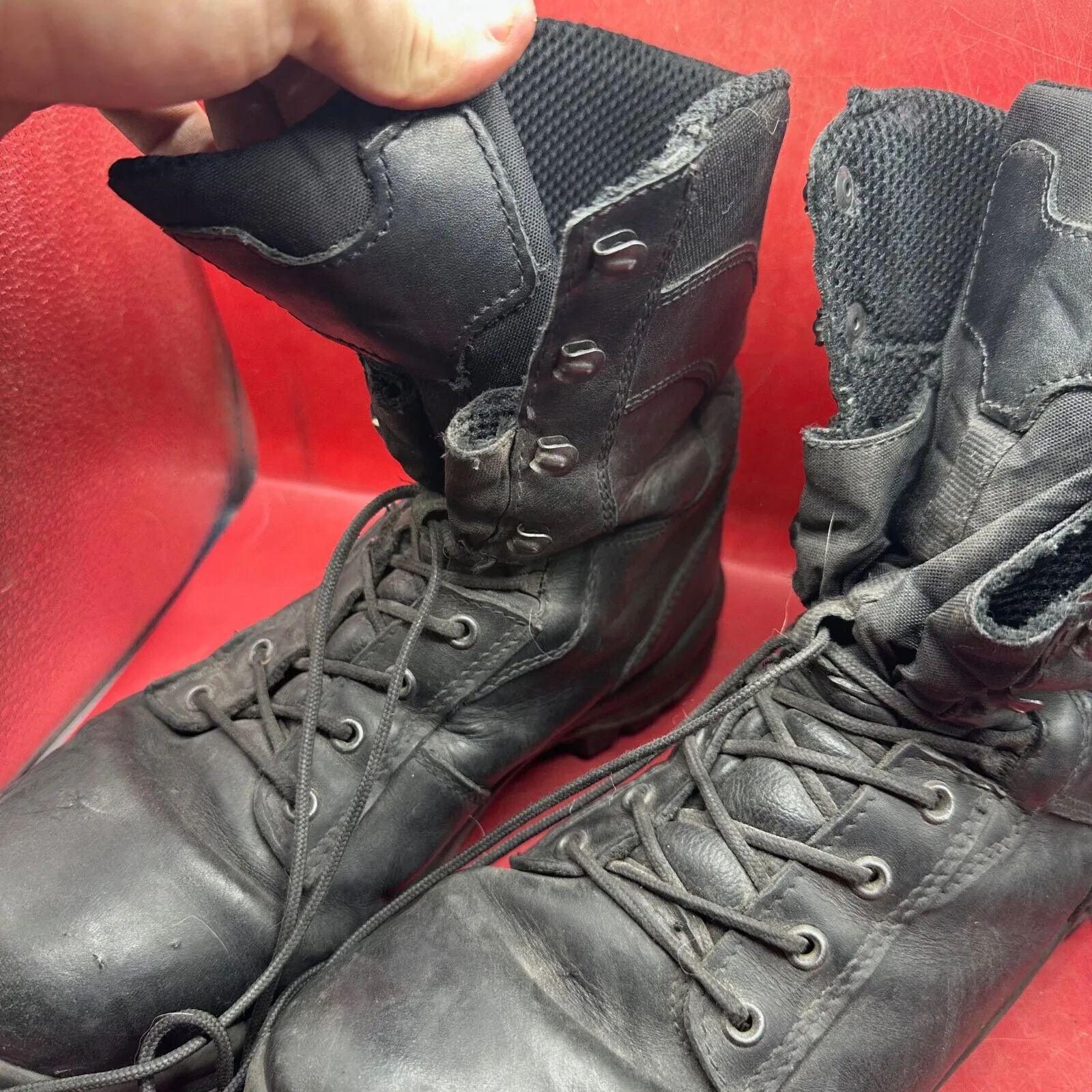 Austrian Army Black Leather Heavy Duty Combat Boots - Size EU 43 - UK 9