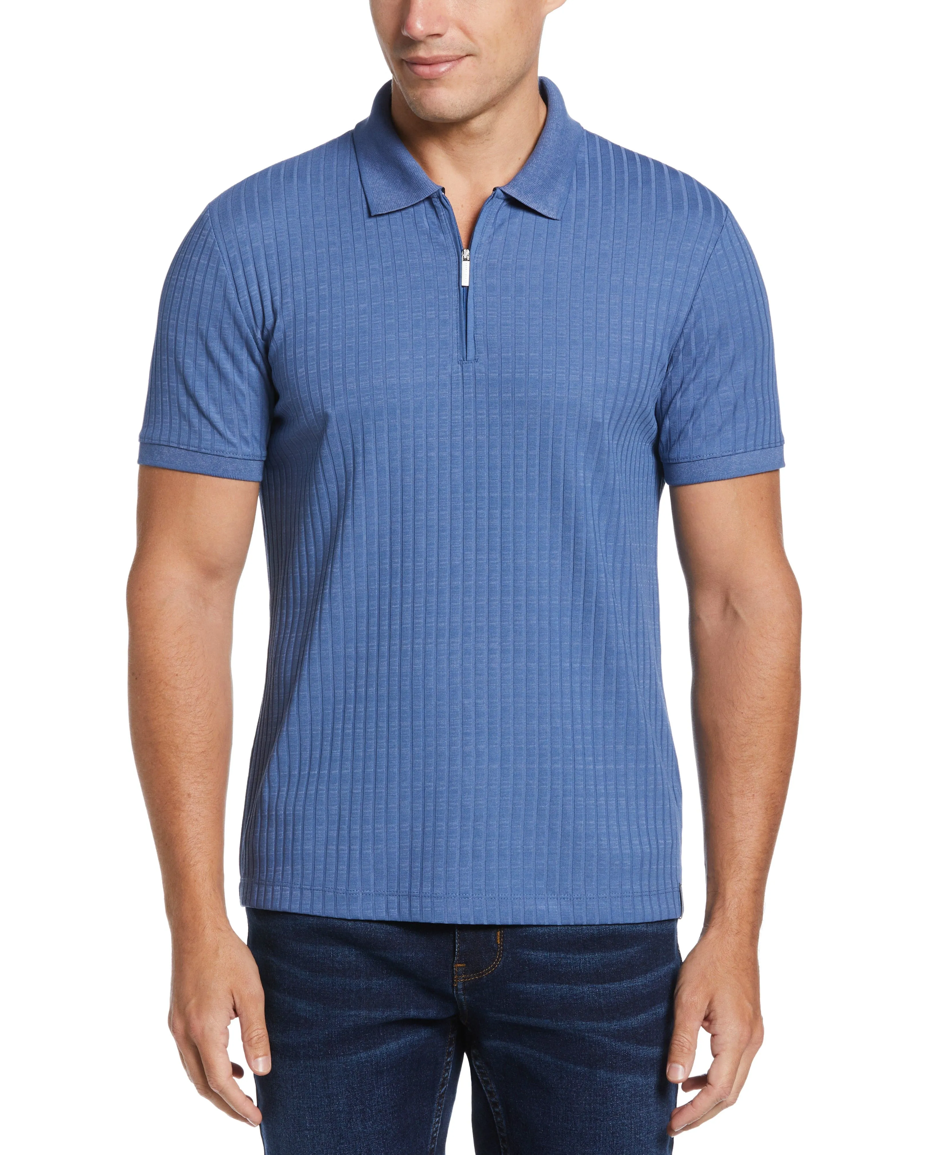 Big & Tall Quarter Zip Ribbed Polo