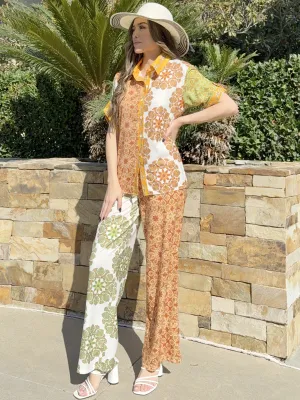 Bright summer Garden Pant And Shirt Resort Wear Set