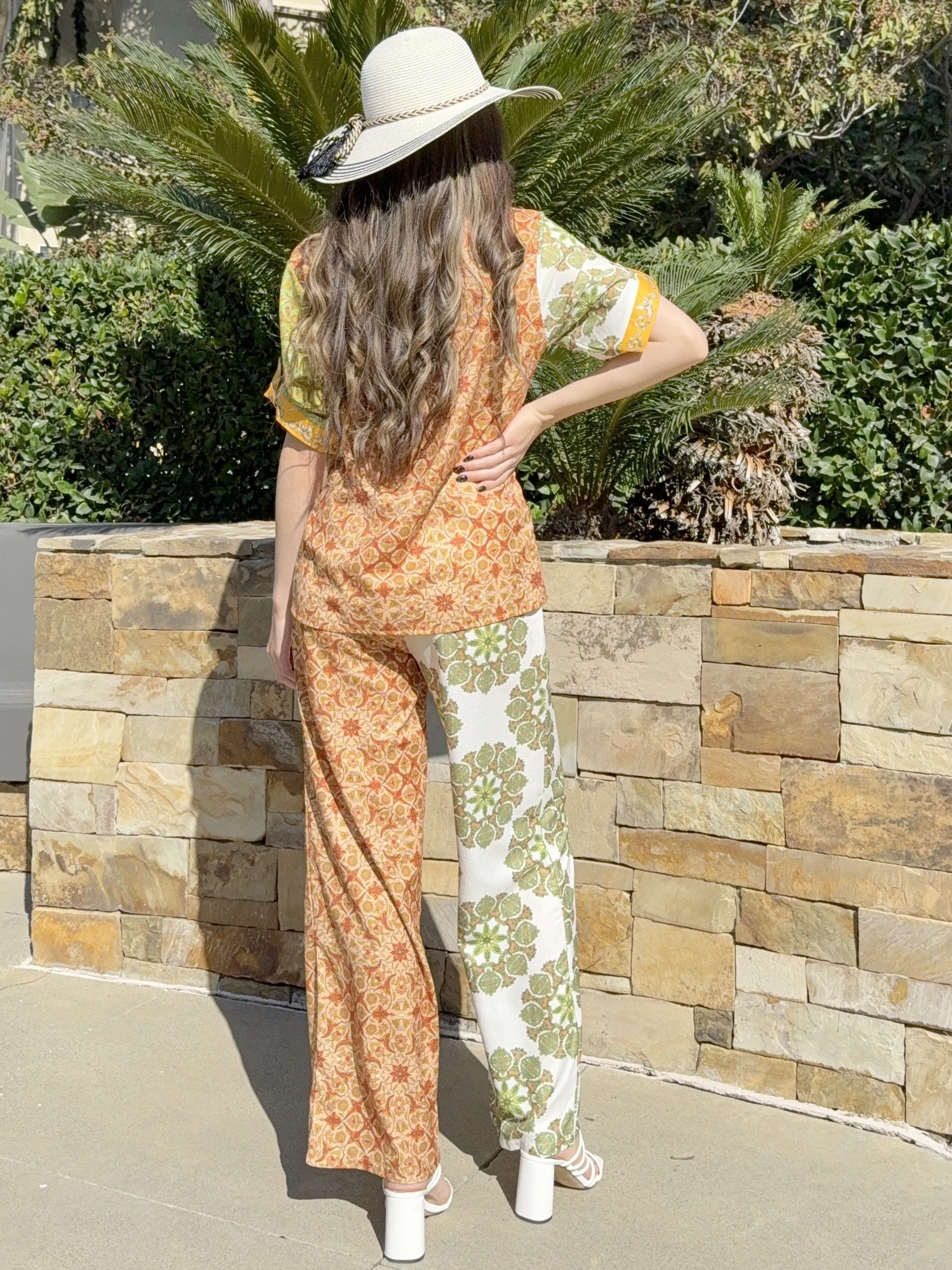 Bright summer Garden Pant And Shirt Resort Wear Set