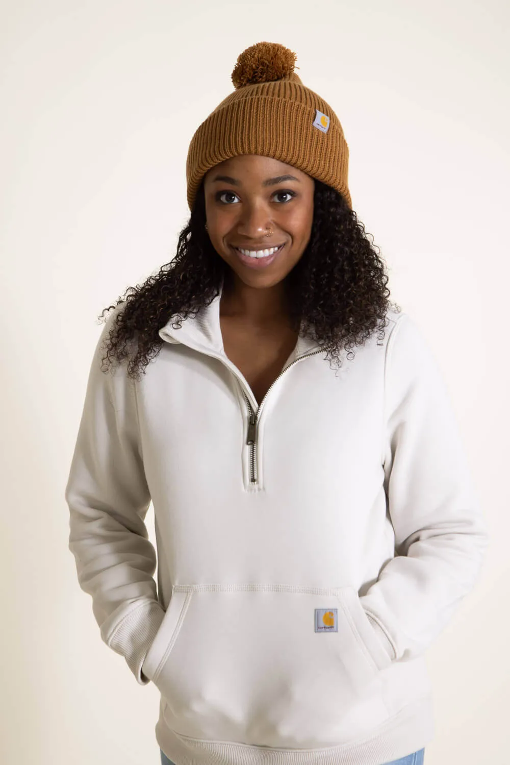 Carhartt Knit Pom-Pom Beanie for Women in Brown | 106003-BRN