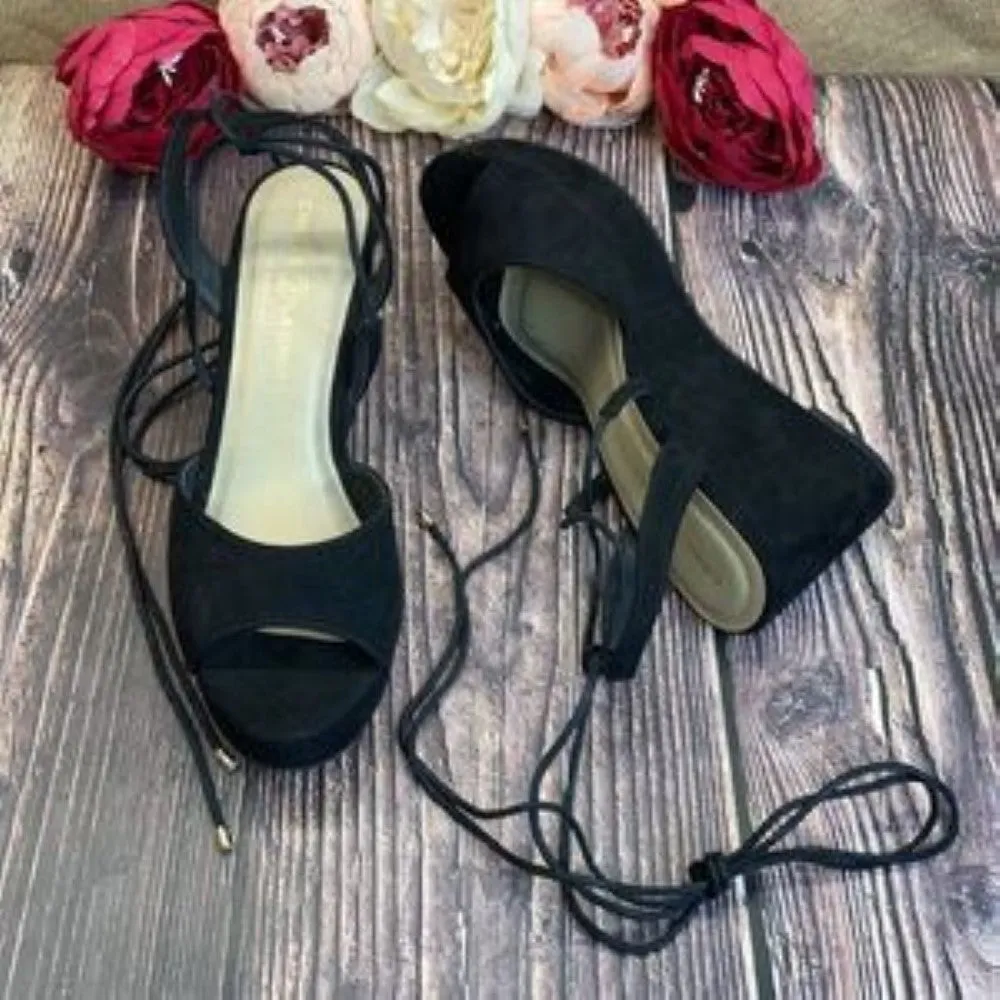 Chinese Laundry Black Cindy Open Toe Casual Platform Sandals 8.5M