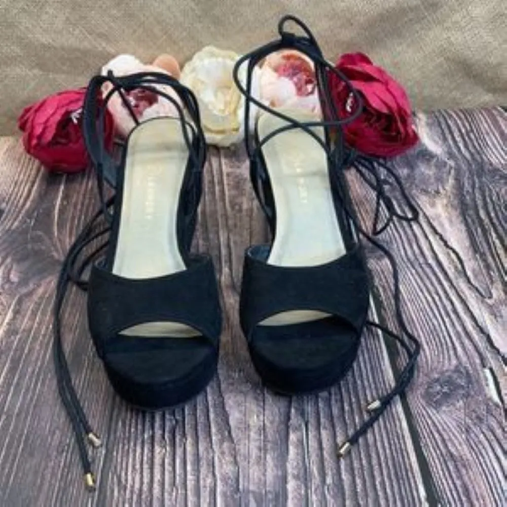 Chinese Laundry Black Cindy Open Toe Casual Platform Sandals 8.5M