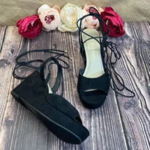 Chinese Laundry Black Cindy Open Toe Casual Platform Sandals 8.5M
