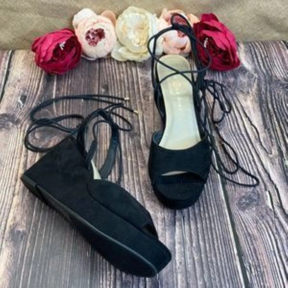 Chinese Laundry Black Cindy Open Toe Casual Platform Sandals 8.5M