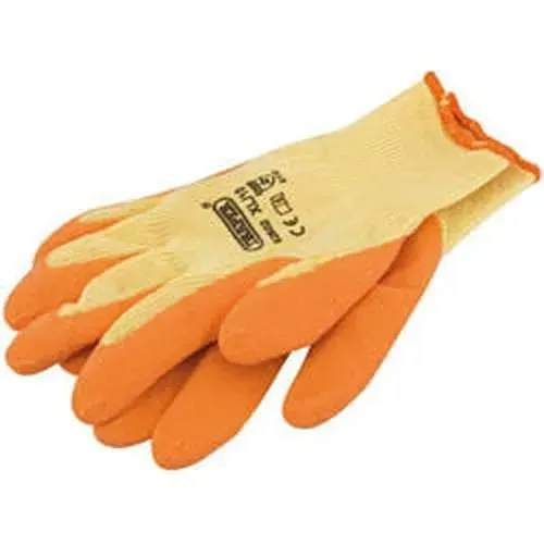 Draper Heavy Duty Latex Coated Work Gloves, Extra Large, Orange Dr-82602