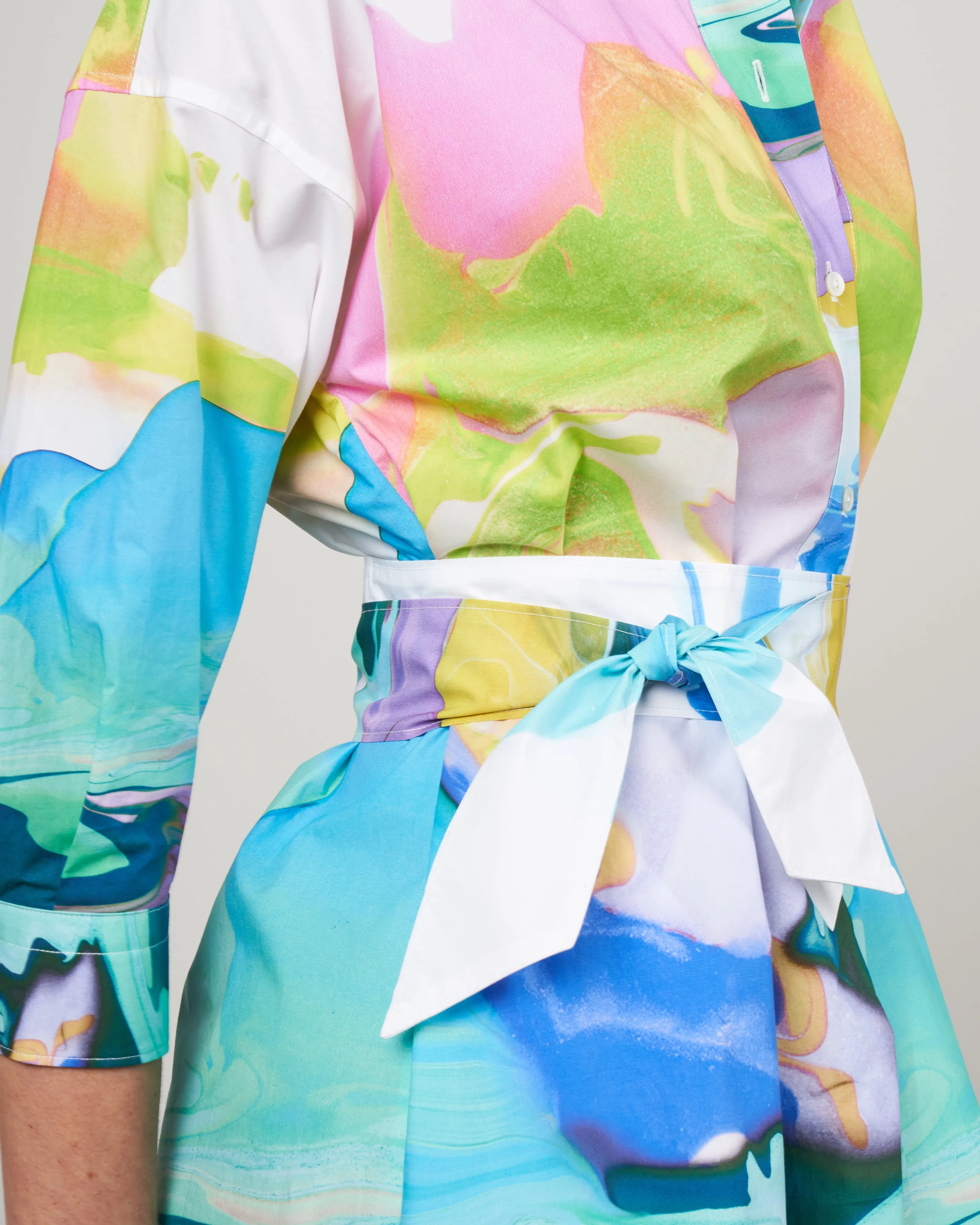 ekafty dress - small oil print light blue/green sleeves