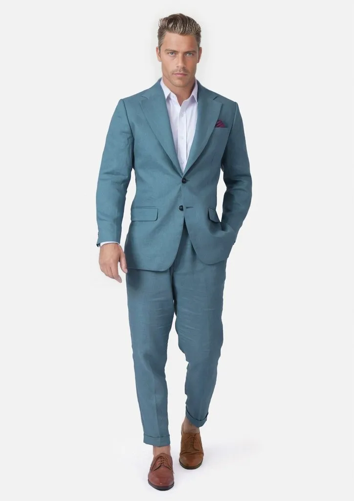 Ellis Koi Blue Linen Suit