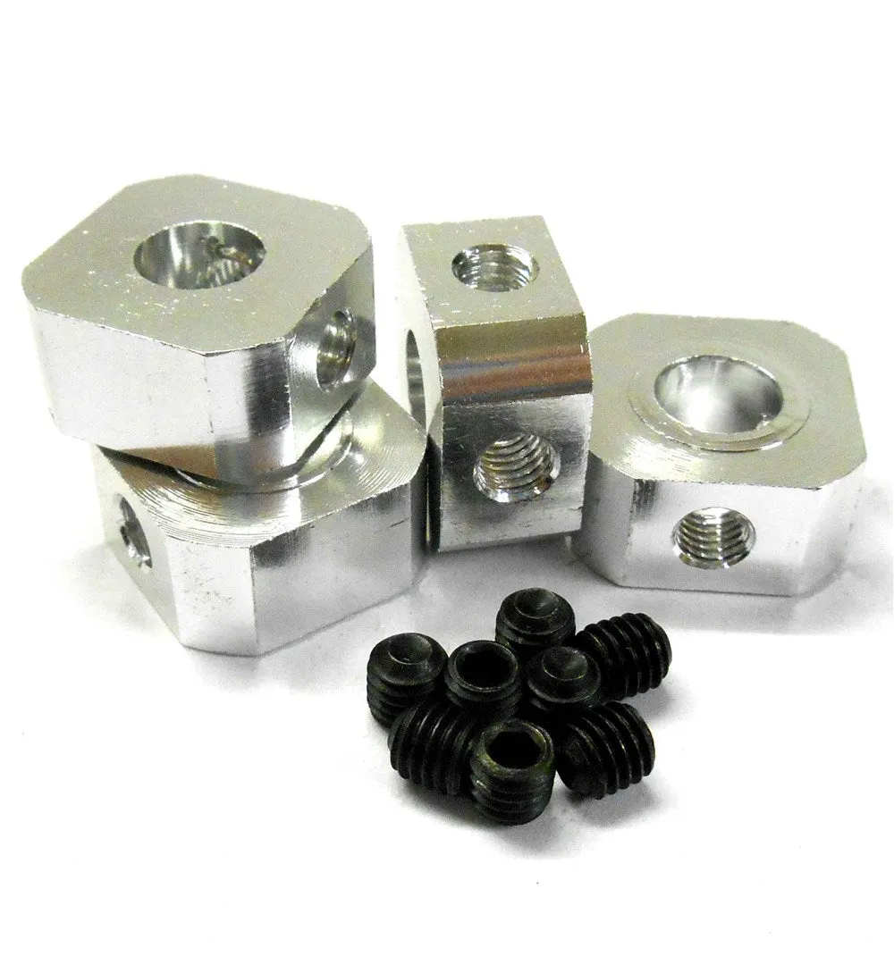 L11494S 1/5 Scale 17mm x 9.5mm Drive Square Wheel Hub Aluminium Alloy Silver x4