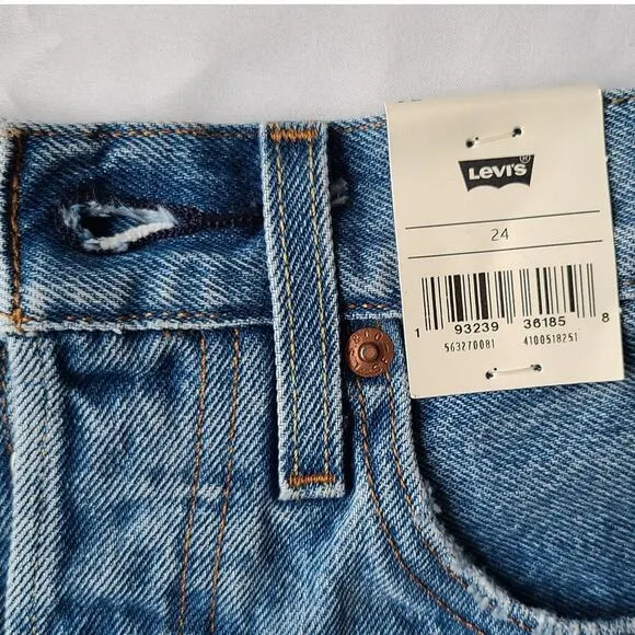 Levi's NEW 501 Blue Jean Denim Shorts High Rise Size 24 Jorts NWT Raw Hem
