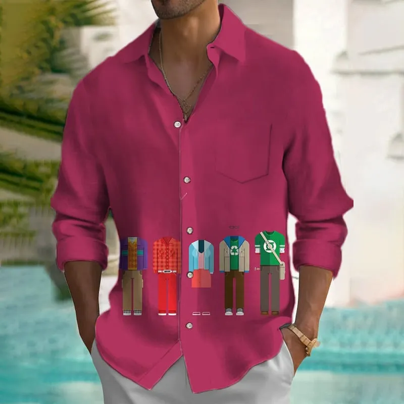 Men's Fashion Printed Long Sleeve Shirt
