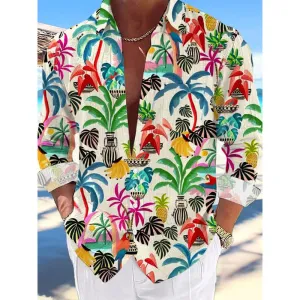 Men's Hawaiian print long-sleeved shirt