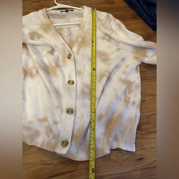 Michael Stars Rylie Tie Dye Cardigan Sweater Cream Women M Boho Casual Spring