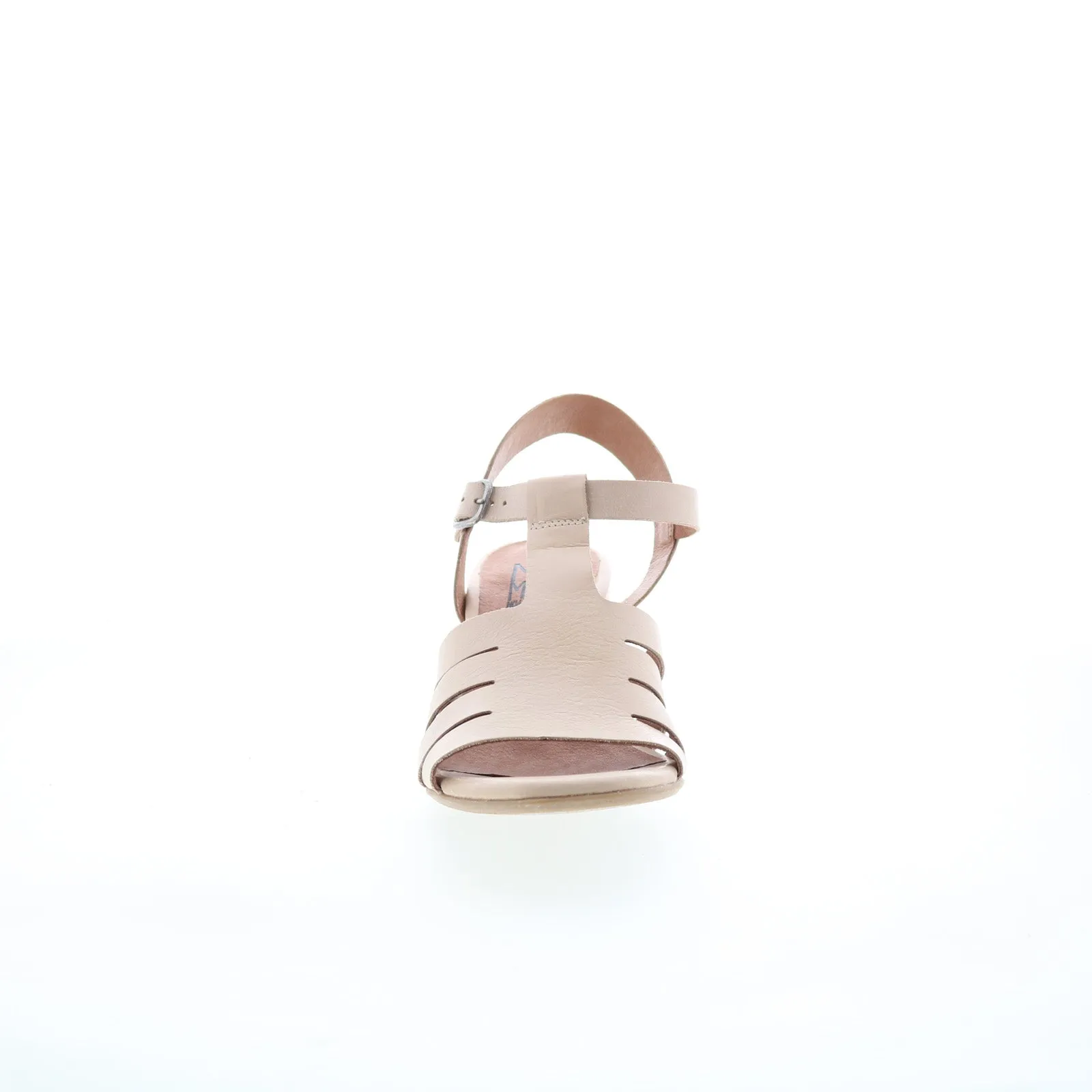 Miz Mooz Boardwalk Womens Beige Leather Hook & Loop Heeled Sandals Shoes