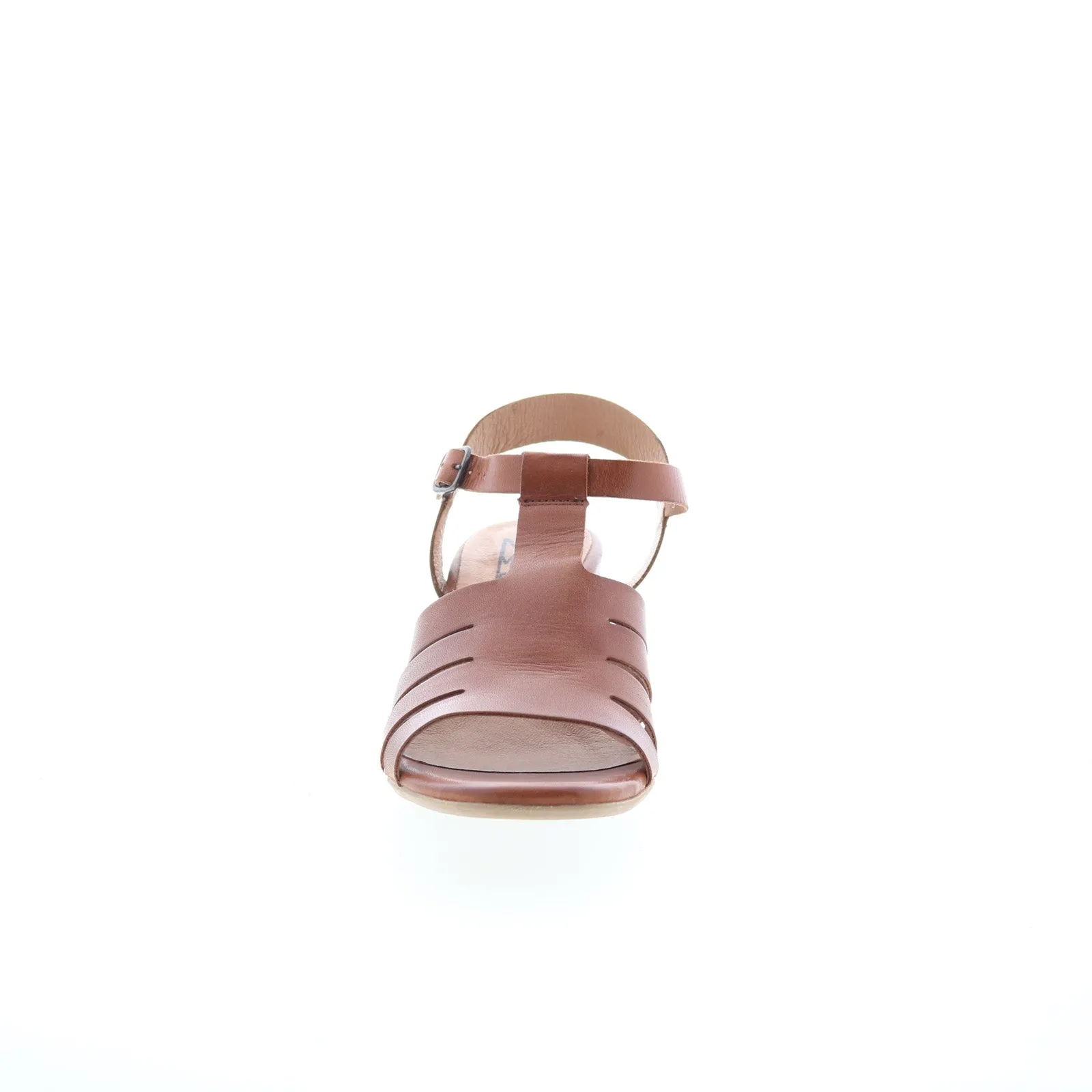 Miz Mooz Boardwalk Womens Brown Leather Hook & Loop Heeled Sandals Shoes