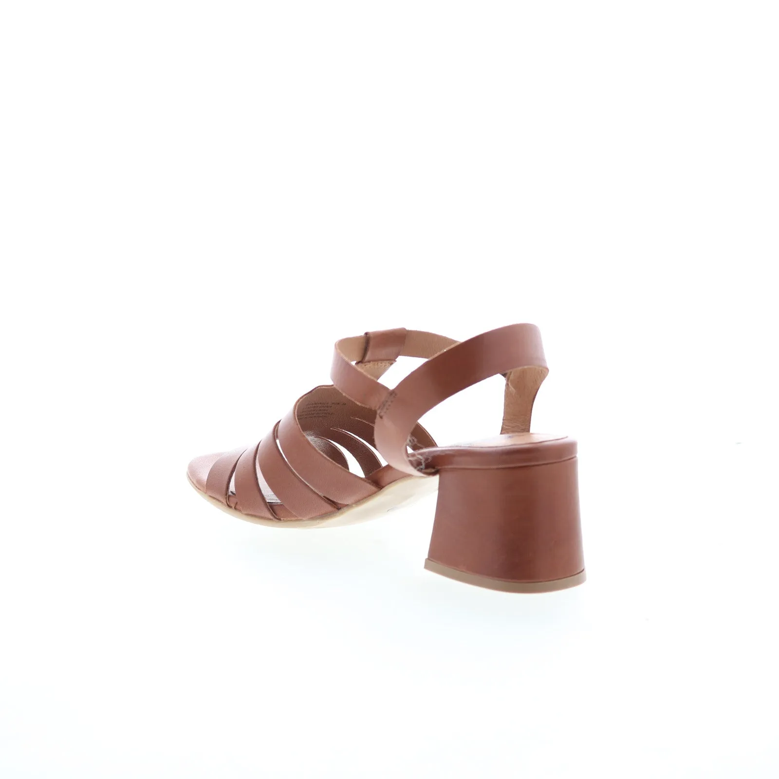 Miz Mooz Boardwalk Womens Brown Leather Hook & Loop Heeled Sandals Shoes