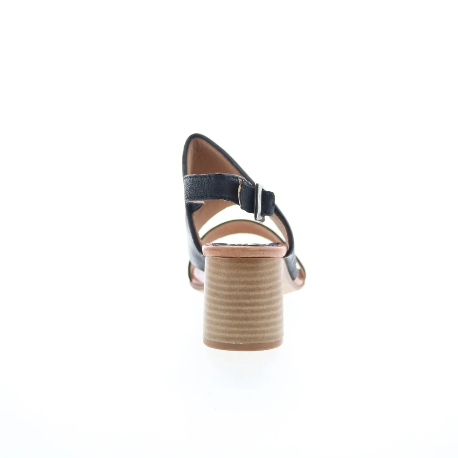 Miz Mooz Bohemian Womens Black Leather Hook & Loop Heeled Sandals Shoes