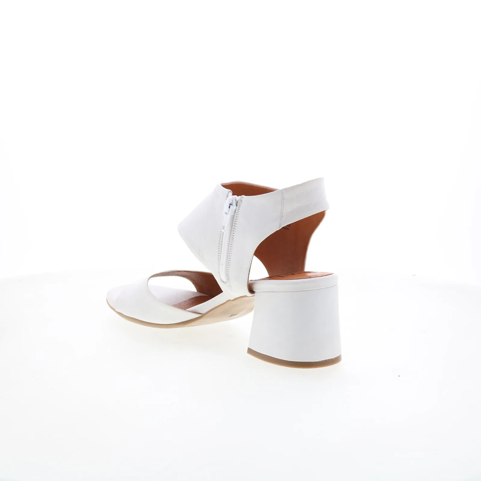 Miz Mooz Bonnette Womens White Leather Zipper Heeled Sandals Shoes