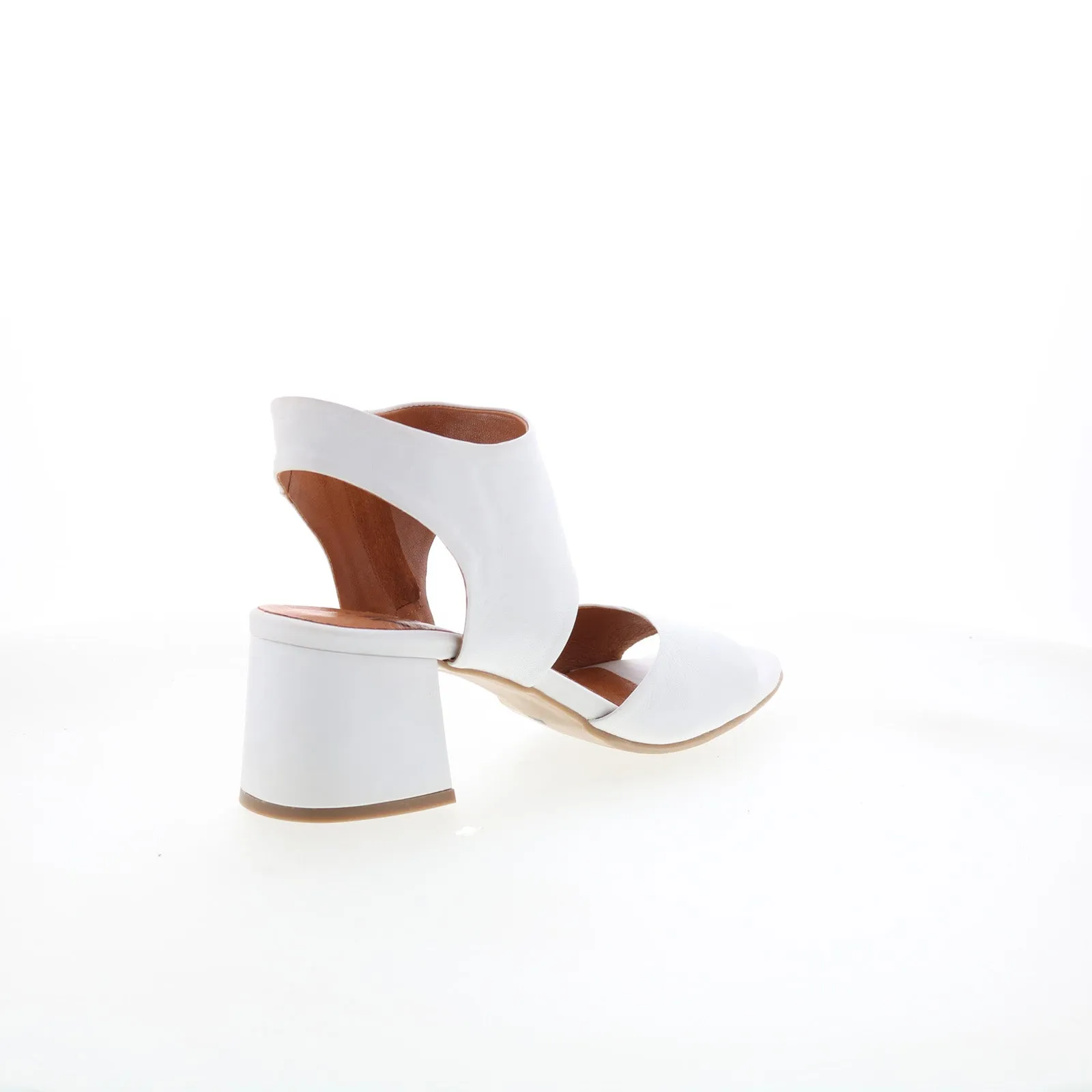 Miz Mooz Bonnette Womens White Leather Zipper Heeled Sandals Shoes
