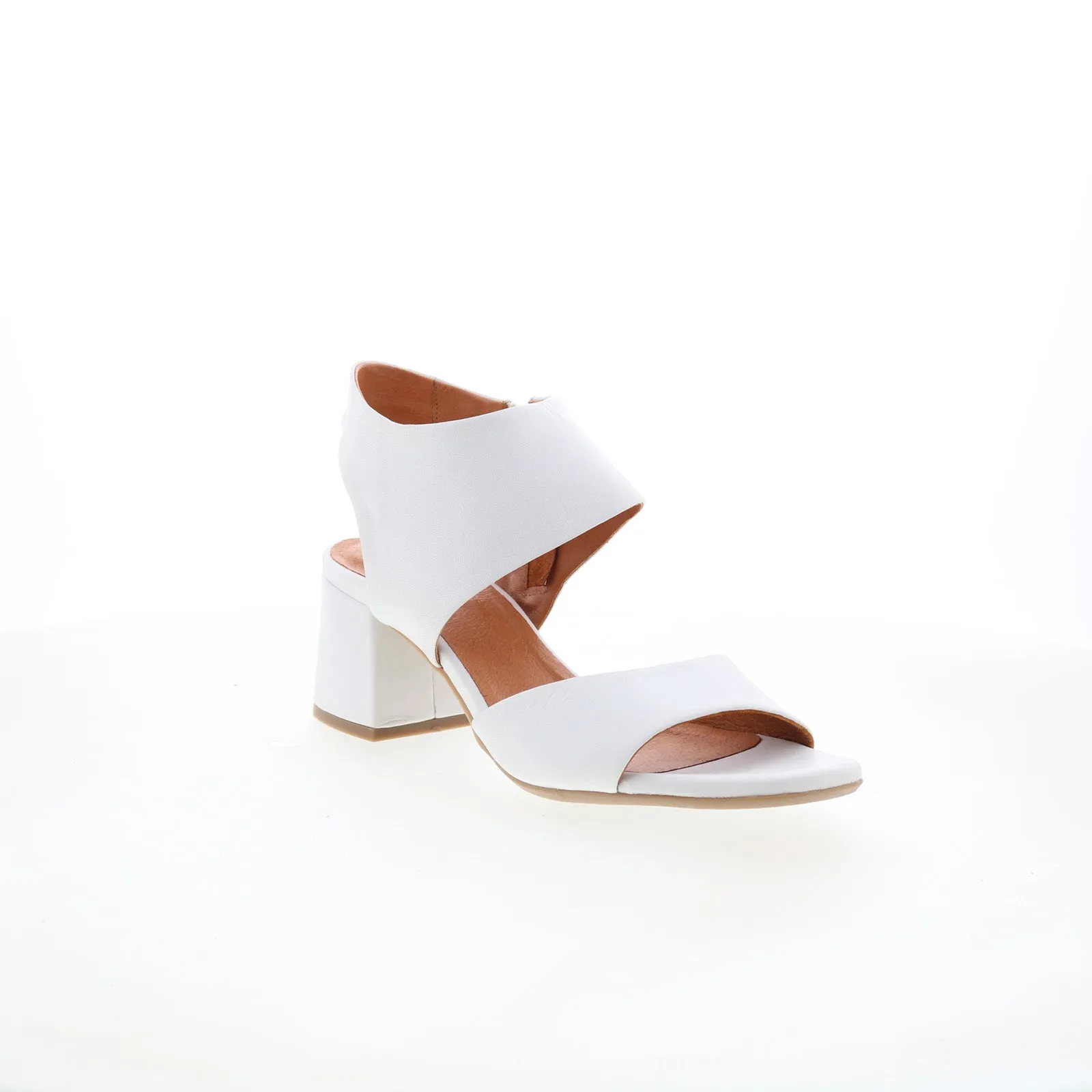 Miz Mooz Bonnette Womens White Leather Zipper Heeled Sandals Shoes