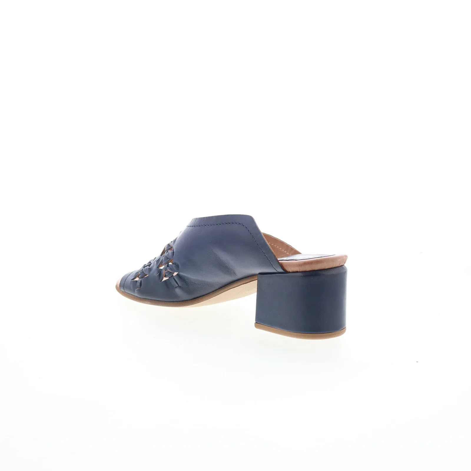 Miz Mooz Briar Womens Blue Leather Slip On Heeled Sandals Shoes