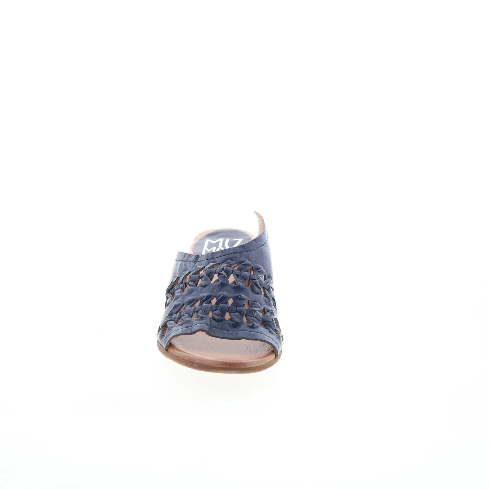 Miz Mooz Briar Womens Blue Leather Slip On Heeled Sandals Shoes