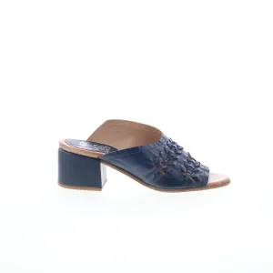 Miz Mooz Briar Womens Blue Leather Slip On Heeled Sandals Shoes