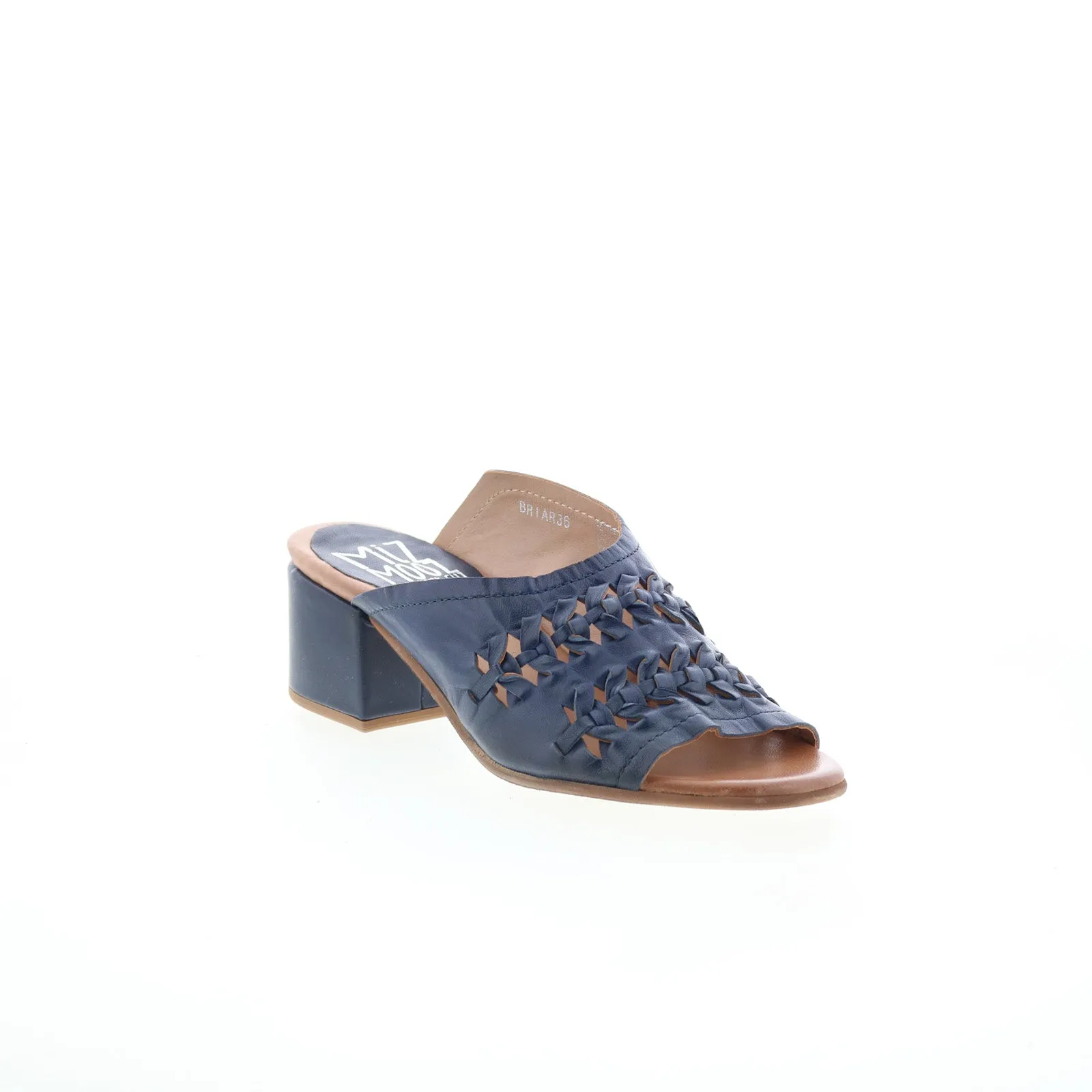Miz Mooz Briar Womens Blue Leather Slip On Heeled Sandals Shoes
