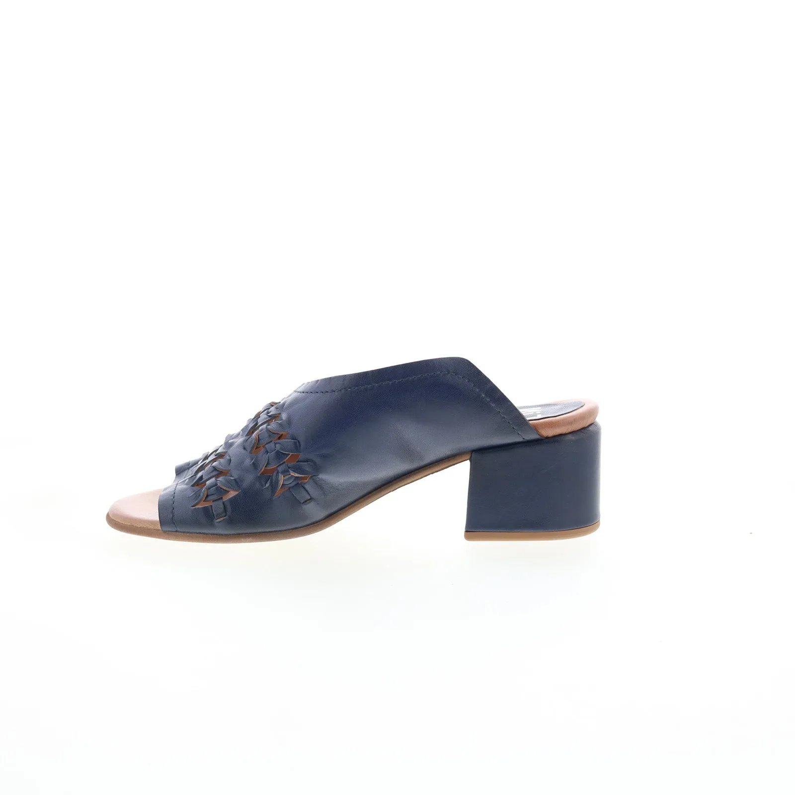 Miz Mooz Briar Womens Blue Leather Slip On Heeled Sandals Shoes