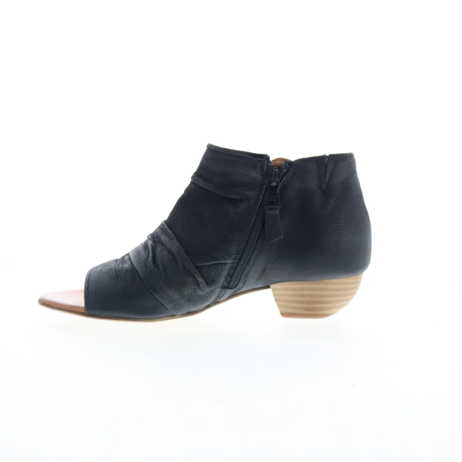 Miz Mooz Canterbury Womens Black Leather Zipper Heeled Sandals Shoes