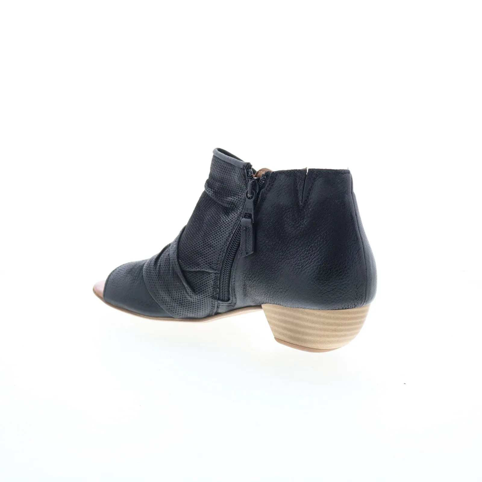 Miz Mooz Canterbury Womens Black Leather Zipper Heeled Sandals Shoes