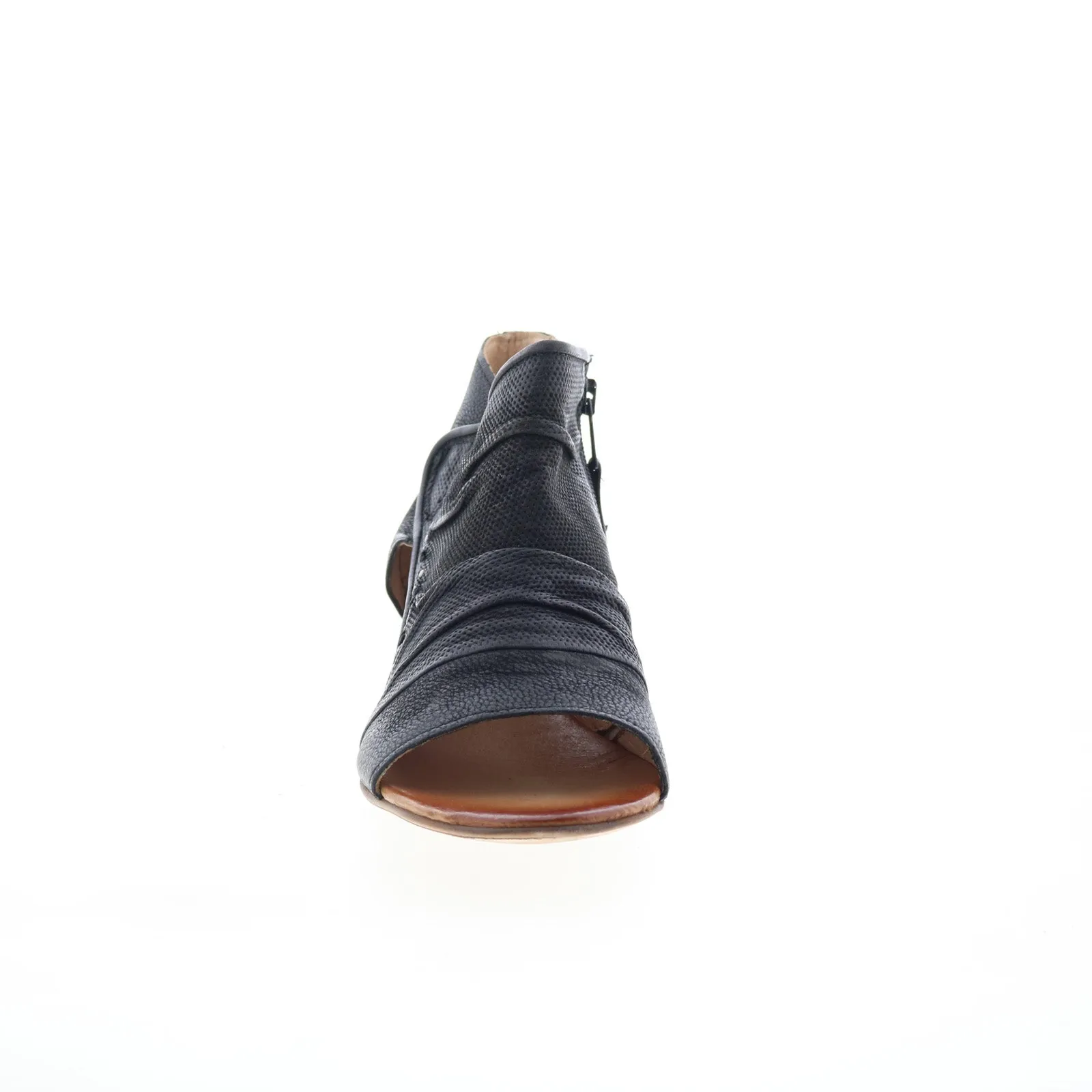 Miz Mooz Canterbury Womens Black Leather Zipper Heeled Sandals Shoes