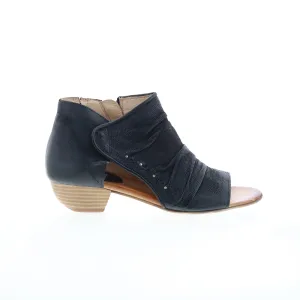 Miz Mooz Canterbury Womens Black Leather Zipper Heeled Sandals Shoes