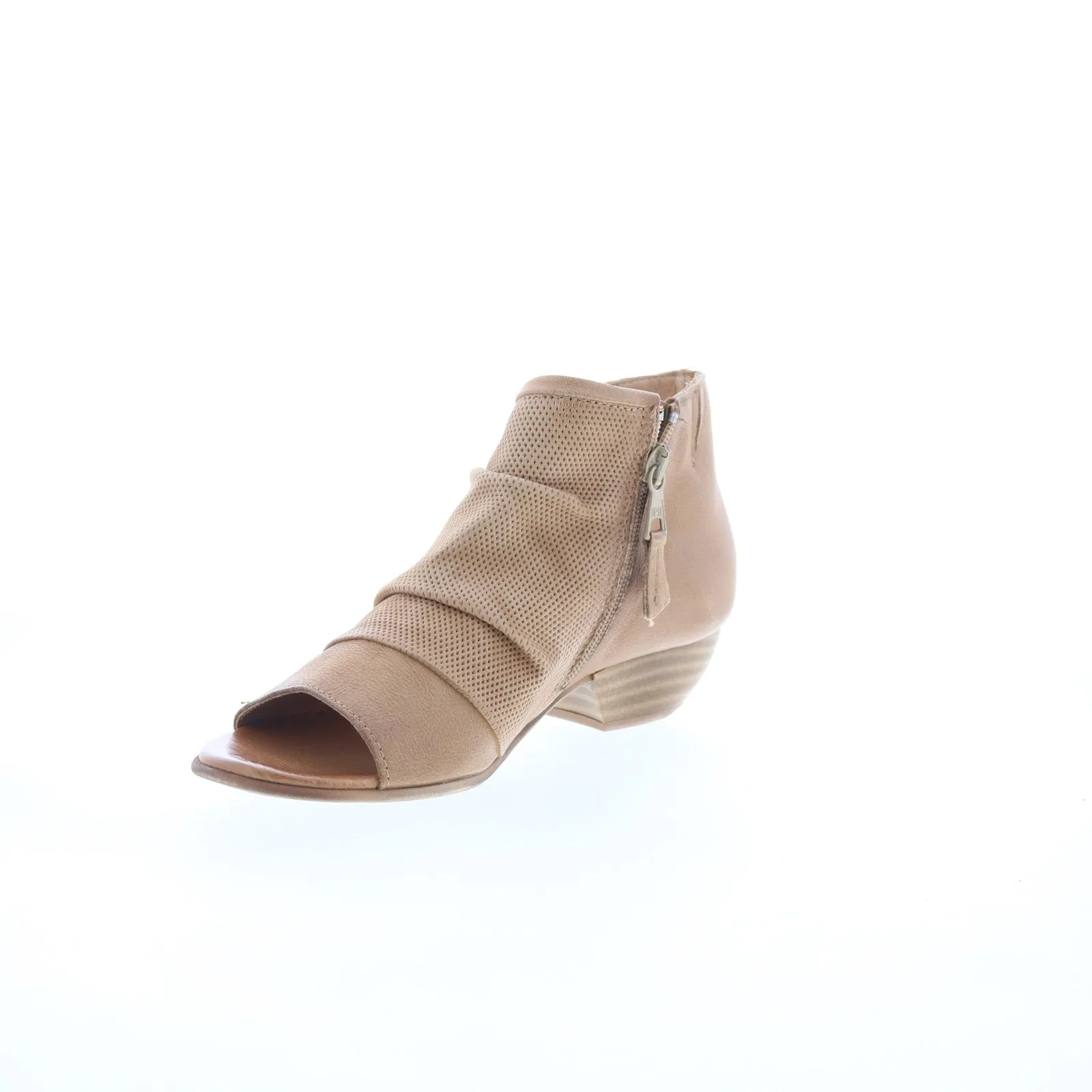 Miz Mooz Canterbury Womens Brown Leather Zipper Heeled Sandals Shoes