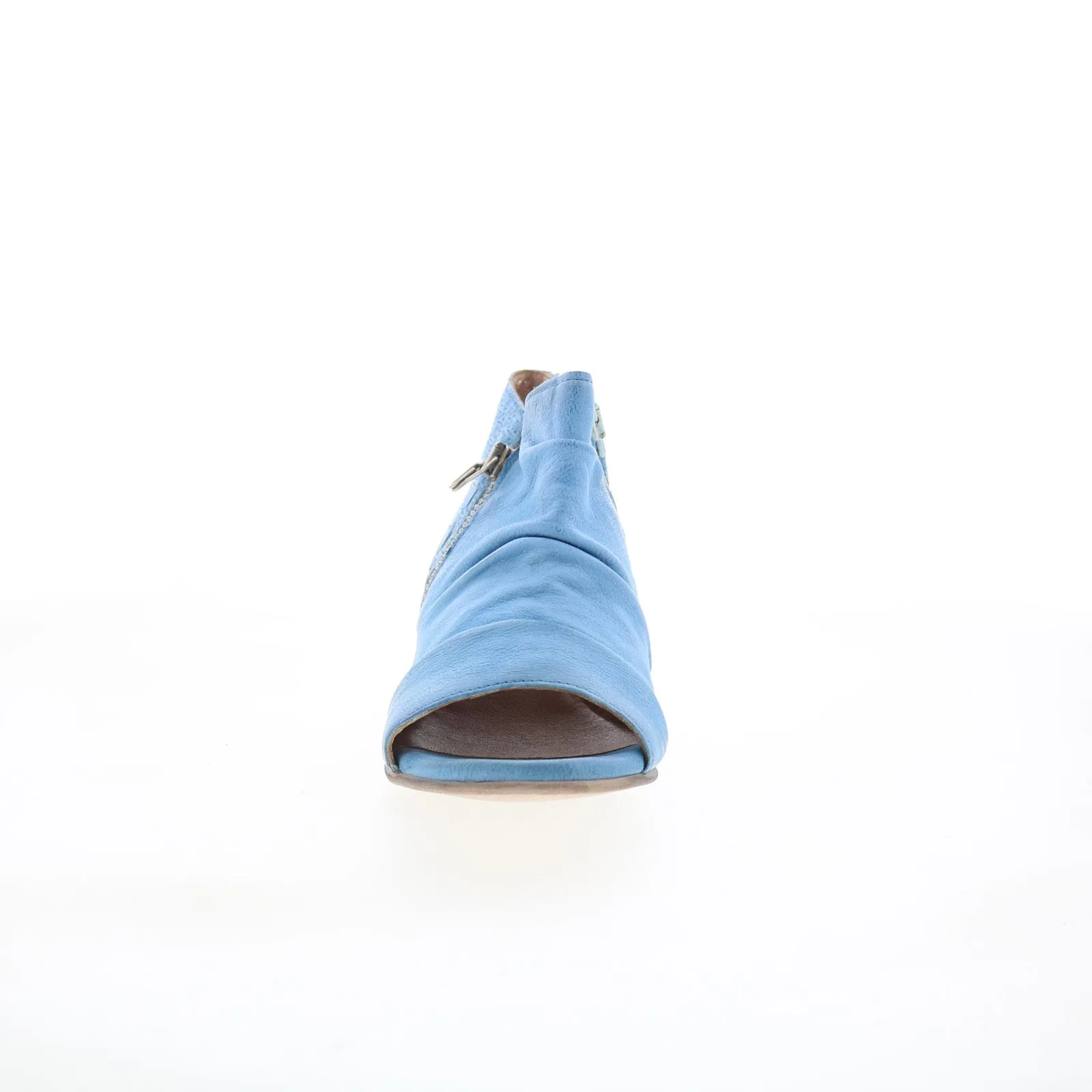 Miz Mooz Carla Womens Blue Leather Zipper Heeled Sandals Shoes