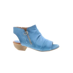 Miz Mooz Carla Womens Blue Leather Zipper Heeled Sandals Shoes