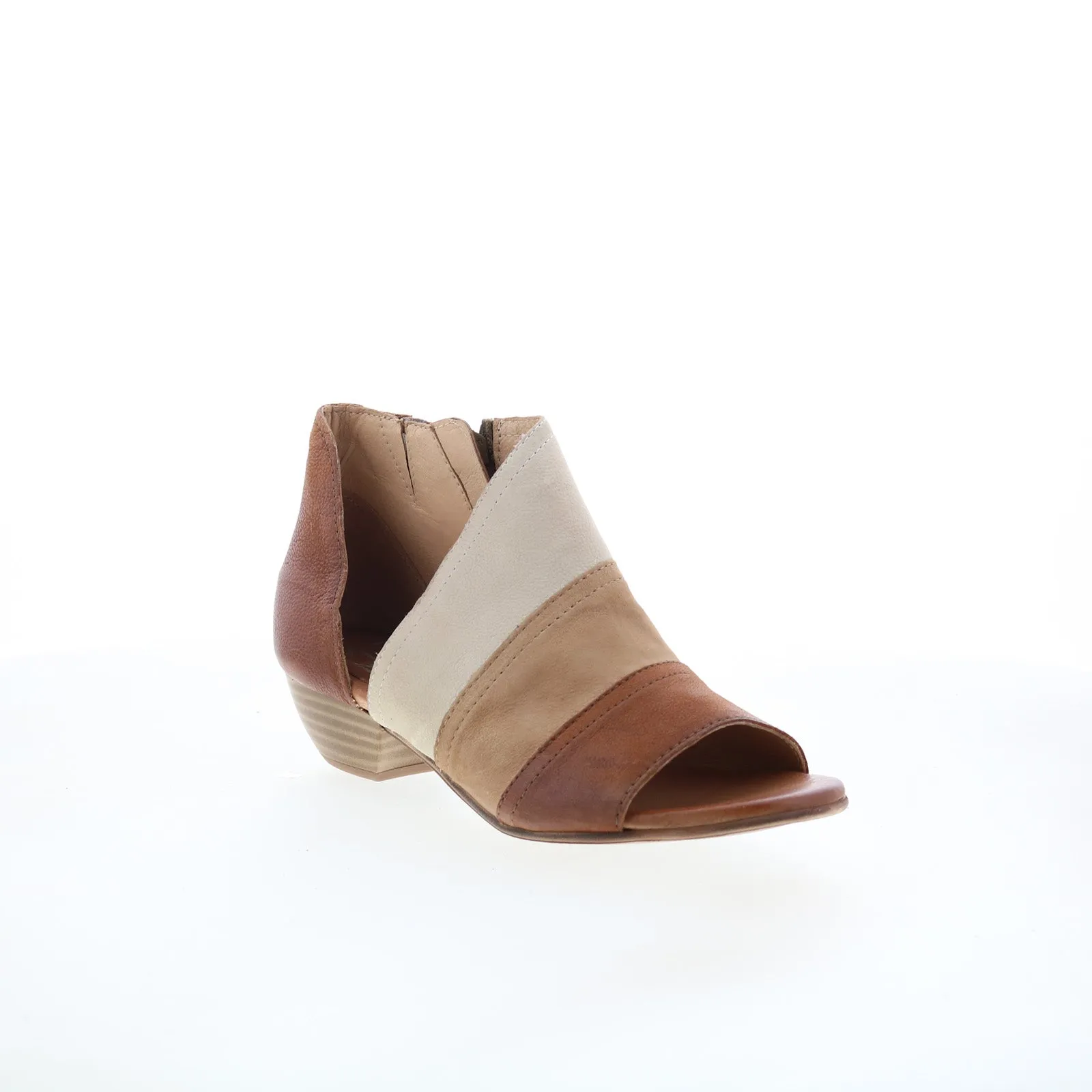Miz Mooz Celeste Womens Brown Leather Zipper Heeled Sandals Shoes