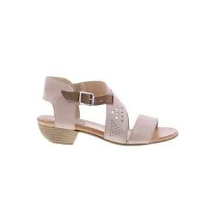 Miz Mooz Cienna Womens Beige Leather Hook & Loop Heeled Sandals Shoes