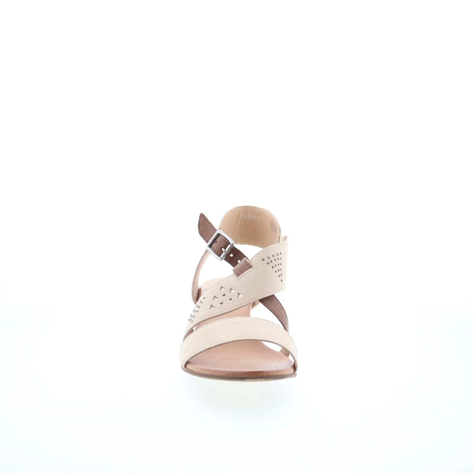 Miz Mooz Cienna Womens Beige Leather Hook & Loop Heeled Sandals Shoes