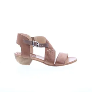 Miz Mooz Cienna Womens Brown Leather Hook & Loop Heeled Sandals Shoes