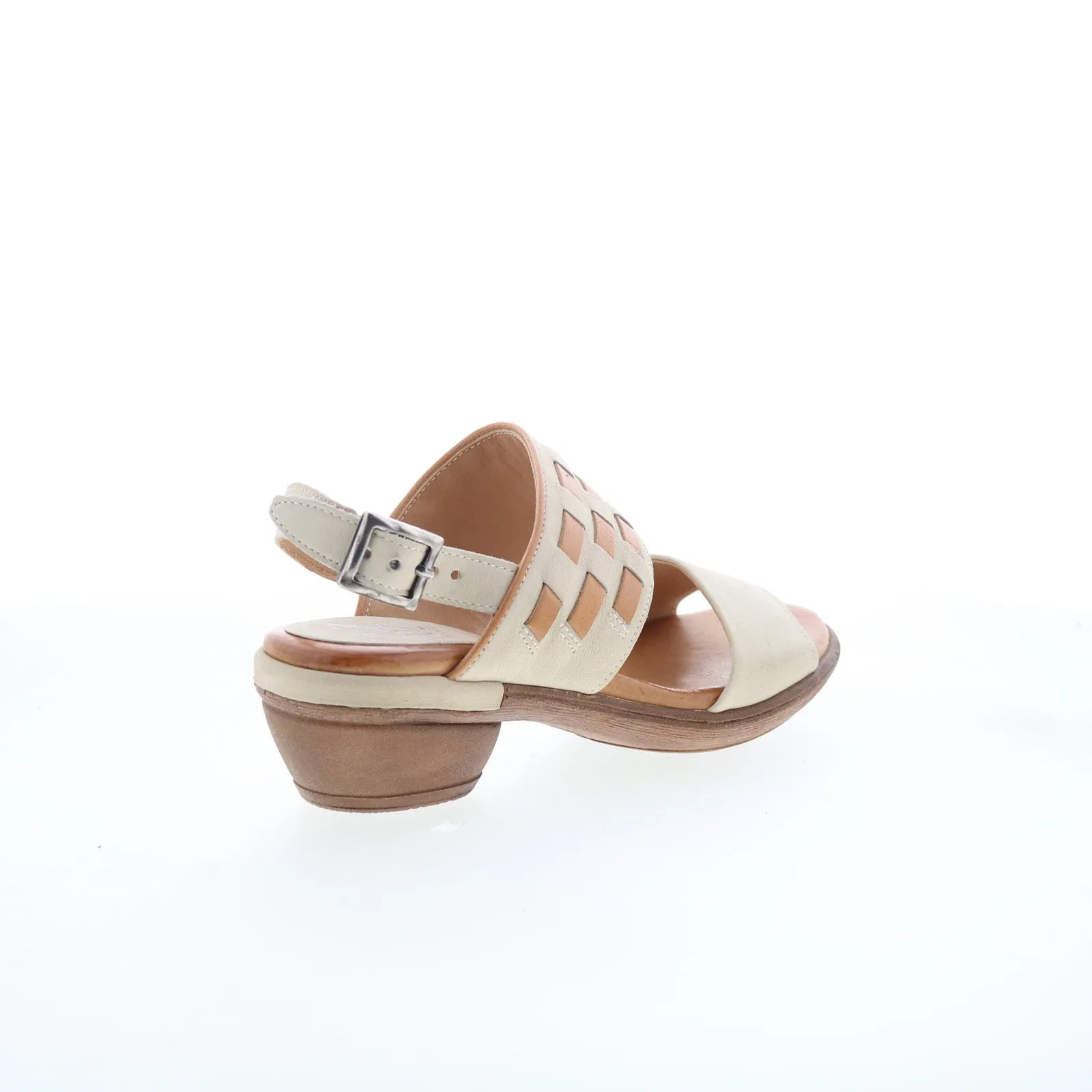 Miz Mooz Constance Womens Beige Leather Hook & Loop Heeled Sandals Shoes