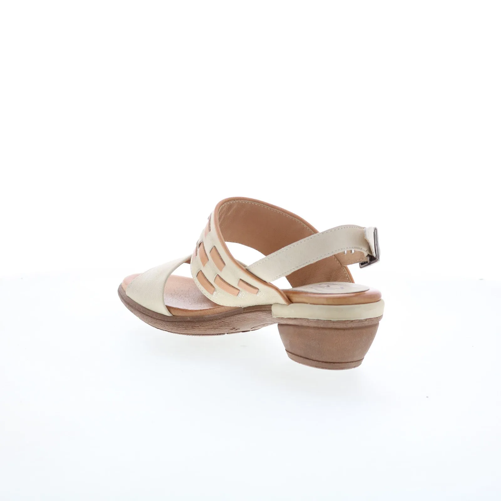Miz Mooz Constance Womens Beige Leather Hook & Loop Heeled Sandals Shoes