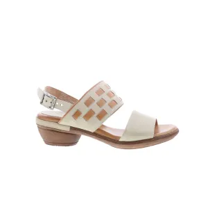 Miz Mooz Constance Womens Beige Leather Hook & Loop Heeled Sandals Shoes