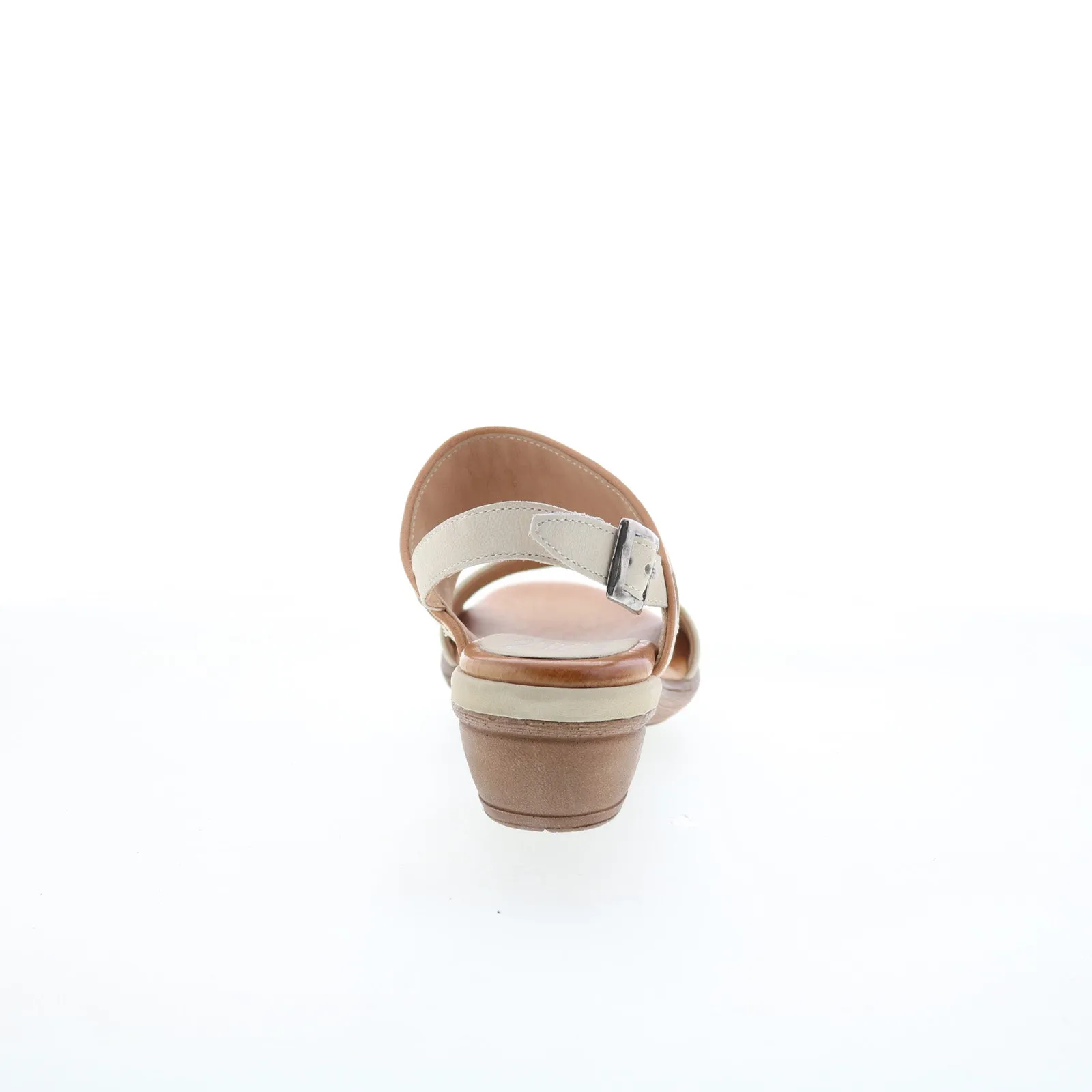 Miz Mooz Constance Womens Beige Leather Hook & Loop Heeled Sandals Shoes