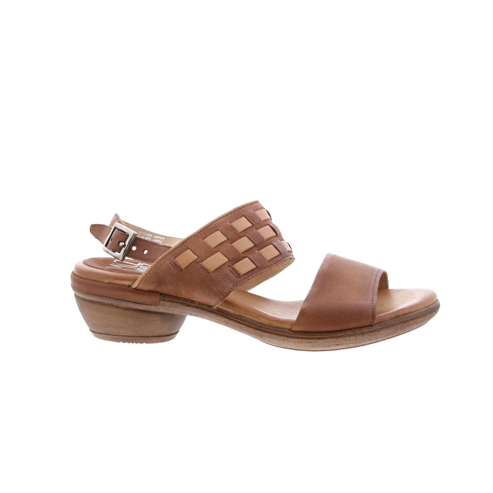 Miz Mooz Constance Womens Brown Leather Hook & Loop Heeled Sandals Shoes