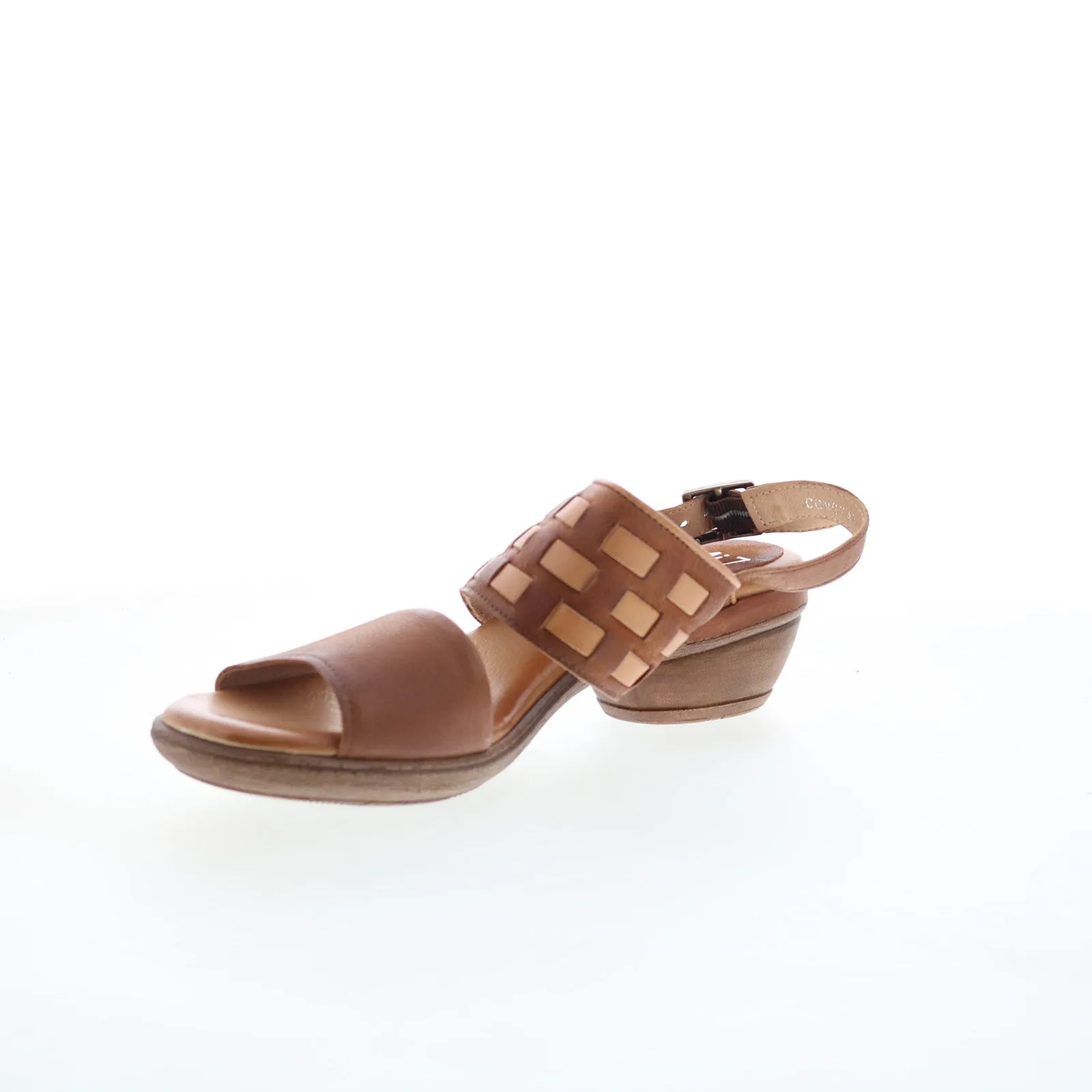 Miz Mooz Constance Womens Brown Leather Hook & Loop Heeled Sandals Shoes