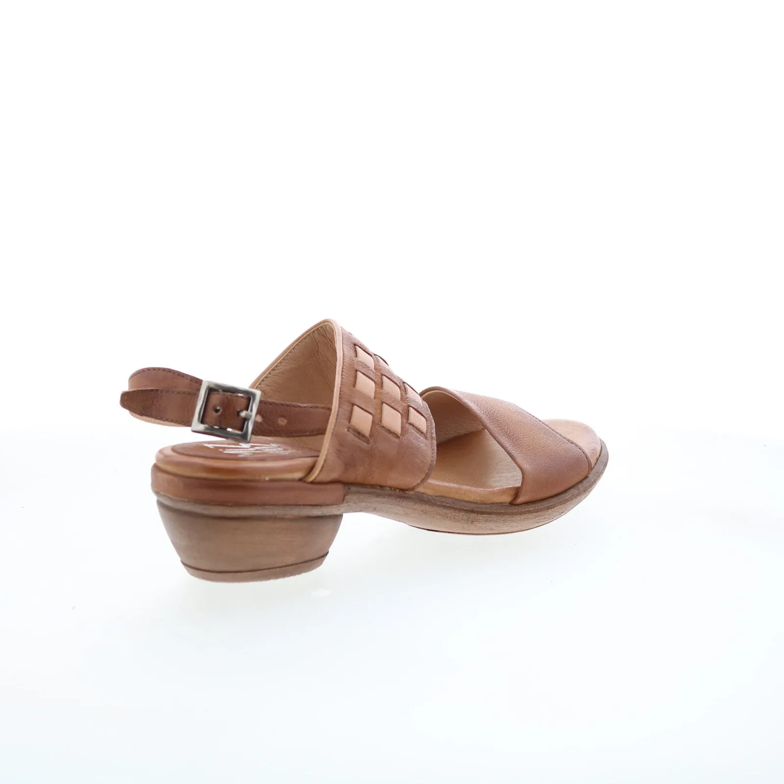 Miz Mooz Constance Womens Brown Leather Hook & Loop Heeled Sandals Shoes