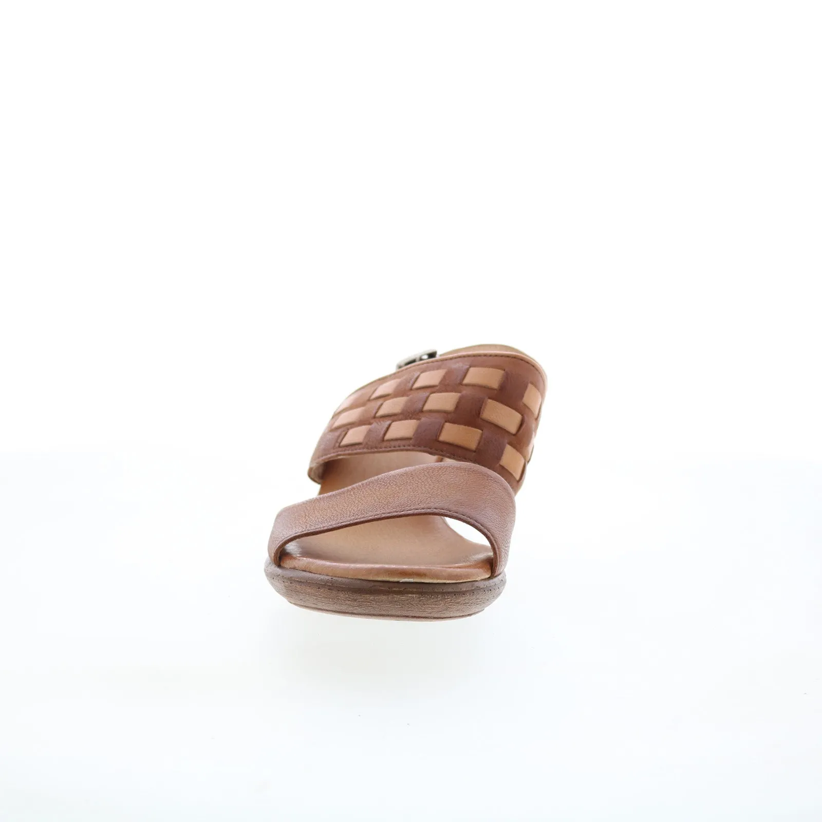 Miz Mooz Constance Womens Brown Leather Hook & Loop Heeled Sandals Shoes