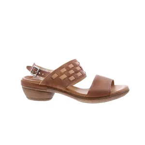 Miz Mooz Constance Womens Brown Leather Hook & Loop Heeled Sandals Shoes
