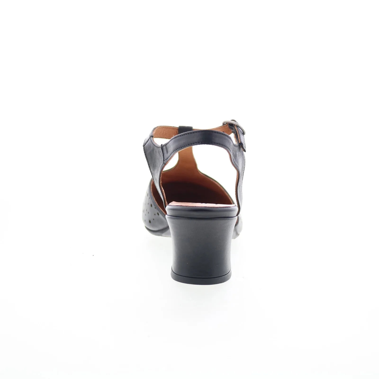 Miz Mooz Finola Womens Black Leather Hook & Loop Heeled Sandals Shoes